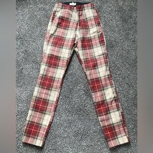 H&M Plaid Red and Cream Plaid  Woman’s Stretchy Pants Size 4